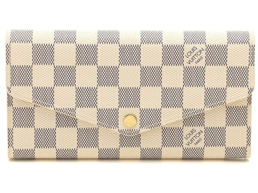 LOUIS VUITTON Portefeuille Sarah Long Wallet Damier Azur White